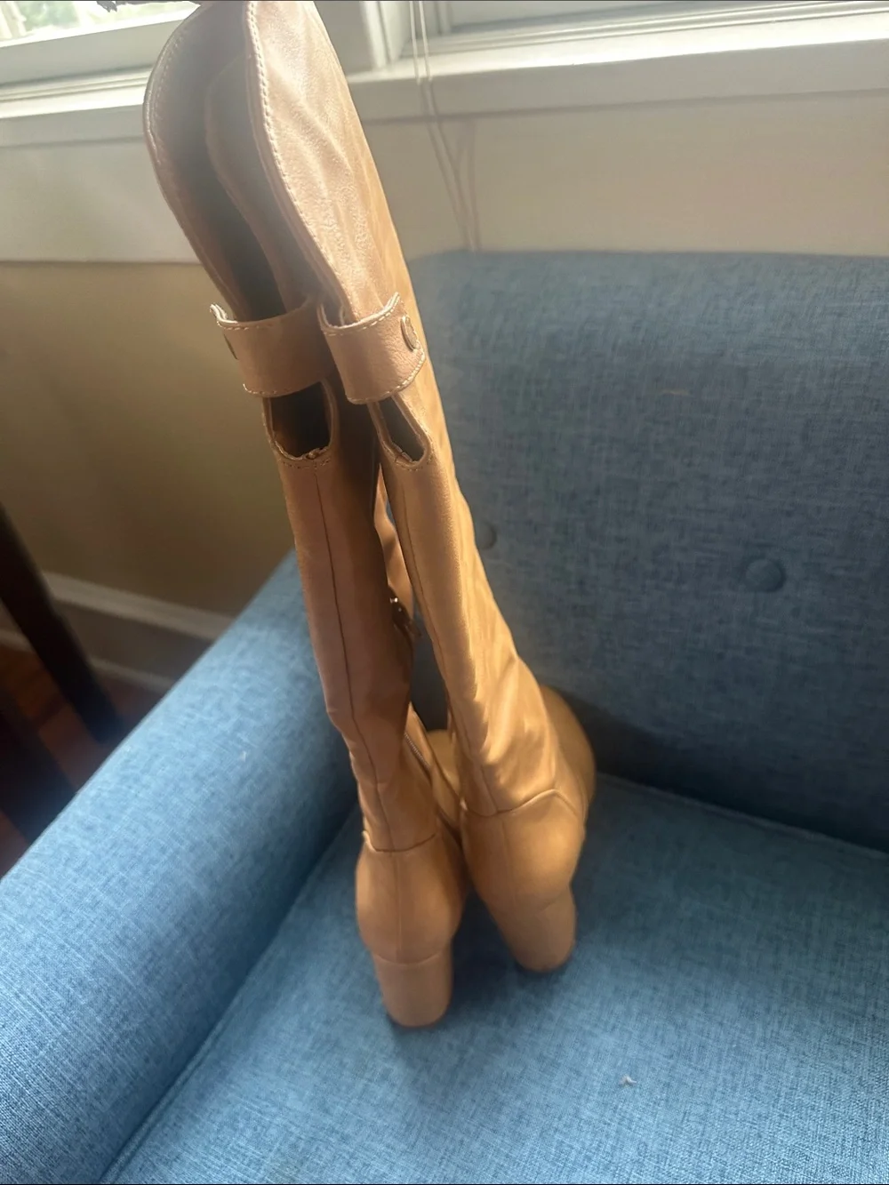 JustFab Tan Over-the-Knee Block Heel Boots